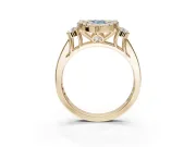 Pear-Shaped Halo Engagement Ring Setting for a Fancy Blue Lab-Grown Diamond | Graduated Channel Band | Yellow Gold