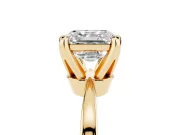Asscher Cut Tapered Solitaire Engagement Ring Setting | Claw Prong Head | Yellow Gold