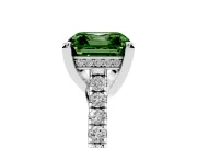 Asscher Cut Hidden Halo Pave Engagement Ring Setting for a Fancy Green Lab-Grown Diamond | Claw Prongs | Sterling Silver