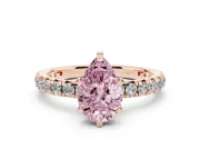 Pear-Shaped Pavé Engagement Ring Setting for a Fancy Pink Lab-Grown Diamond | Rose Gold