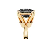 Fancy Black Asscher Cut Diamond Solitaire Engagement Ring Set in Yellow gold with Slim Tapered Solitaire Band