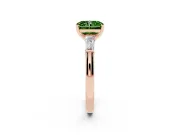 Radiant Cut Three Stone Engagement Ring Setting for a Fancy Green Lab-Grown Diamond | Tapered Baguettes | Rose Gold