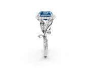 Asscher Cut Leaf Halo Engagement Ring Setting for a Fancy Blue Lab-Grown Diamond | Platinum