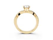 Pear-Shaped Crossover Pave Solitaire Engagement Ring Setting | Twisted Shoulders | Yellow Gold