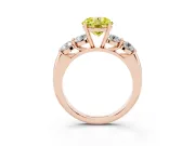 Round 5 Stone Engagement Ring Setting for a Fancy Yellow Lab-Grown Diamond | Rose Gold