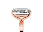 Fancy Blue Emerald Cut and Emerald Cut Toi Moi Ring Set in Rose gold with Prong Setting