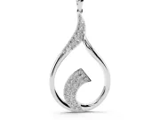 Round Lab-Grown Diamond Pavé Twist Open Teardrop Necklace | Curled Flourish | White Gold