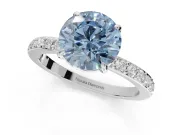 Round Pavé Engagement Ring Setting for a Fancy Blue Lab-Grown Diamond | Platinum - Design NV-24928