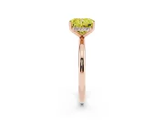 Fancy Yellow Radiant Cut Diamond Solitaire Engagement Ring Set in Rose gold with Prong Setting and Polished Band
