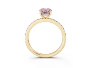 Fancy Pink Oval Cut Diamond Pavé Band Ring Set in Yellow gold with Prong-Set Center Stone