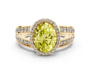 Oval Halo Engagement Ring Setting for a Fancy Yellow Lab-Grown Diamond | Split Shank | Yellow Gold