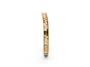 Round Lab-Grown Diamond Bezel Set Leaf Motif Wedding Band | Milgrain Edges | Yellow Gold