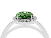 Fancy Green Oval Cut Diamond Halo Ring Set in White gold with Solitaire Band and Prong Setting