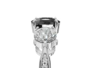Cushion Cut Three Stone Engagement Ring Setting for a Black Center | Tapered Pavé Band | Platinum