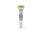 Emerald Cut Three Row Pave Engagement Ring Setting for a Fancy Yellow Lab-Grown Diamond | Platinum