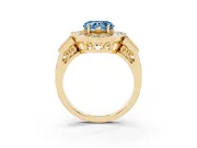 Heart-Shaped Milgrain Sectioned Halo Engagement Ring Setting for a Fancy Blue Lab-Grown Diamond | Yellow Gold