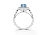 Cushion Cut Graduated Milgrain Halo Engagement Ring Setting for a Fancy Blue Lab-Grown Diamond | White Gold