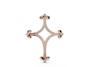 Round Lab-Grown Diamond Pavé Open Cross Pendant Necklace | Fleur-de-Lis Tips | Rose Gold