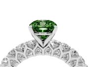 Cushion Cut Shared Prong Engagement Ring Setting for a Fancy Green Lab-Grown Diamond | Platinum