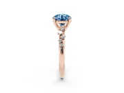 Fancy Blue Round Cut Diamond Solitaire Vine Band Ring Set in Rose gold with Round Accents and Prong Setting