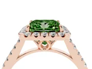 Princess Cut Raised Halo Engagement Ring Setting for a Fancy Green Lab-Grown Diamond | Rose Gold