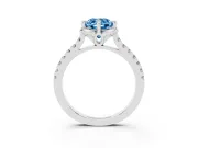 Cushion Cut Floral Engagement Ring Setting for a Fancy Blue Lab-Grown Diamond | Pavé Band | Platinum