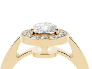 Pear-Shaped Framed Halo Engagement Ring Setting | Graduated Pavé Band | Yellow Gold