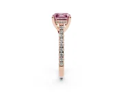 Asscher Cut Hidden Halo Pave Engagement Ring Setting for a Fancy Pink Lab-Grown Diamond | Claw Prongs | Rose Gold