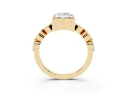Princess Cut Vintage Milgrain Engagement Ring Setting | Marquise and Square Stations | Yellow Gold