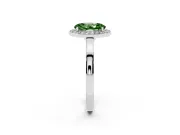 Oval Thin Halo Engagement Ring Setting for a Fancy Green Lab-Grown Diamond | Plain Band | Platinum
