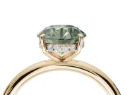 Round Hidden Halo Ring Setting for a Fancy Green Lab-Grown Diamond | Yellow Gold
