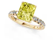 Radiant Cut Pavé Solitaire Engagement Ring Setting for a Fancy Yellow Lab-Grown Diamond | Yellow Gold