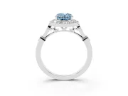 Oval Halo Engagement Ring Setting for a Fancy Blue Lab-Grown Diamond | Bezel Stations | White Gold