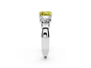 Asscher Cut Three Stone Engagement Ring Setting for a Fancy Yellow Lab-Grown Diamond | Wide Plain Band | Platinum