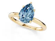 Pear-Shaped Hidden Halo Engagement Ring Setting for a Fancy Blue Lab-Grown Diamond | Plain Band | Yellow Gold