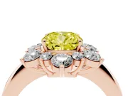Cushion Cut Cluster Halo Engagement Ring Setting for a Fancy Yellow Lab-Grown Diamond | Rose Gold
