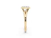 Bezel Set Radiant Cut Diamond Solitaire Ring Set in Yellow gold with Tapered Band