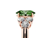 Oval Side Stone Engagement Ring Setting for a Fancy Green Lab-Grown Diamond | Rose Gold