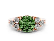 Round Cluster Side Stone Engagement Ring Setting for a Fancy Green Lab-Grown Diamond | Rose Gold