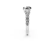 Fancy Black Heart Cut Diamond Three-Stone Ring Set in White gold with Pavé Band