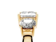 Princess Cut Three Stone Engagement Ring Setting | Wide Plain Band | Yellow Gold