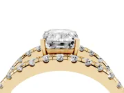 Emerald Cut Wide Open Split Shank Engagement Ring Setting | Pavé Strands | Yellow Gold
