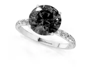 Round Pavé Solitaire Engagement Ring Setting for a Black Center | Slim Band | Sterling Silver
