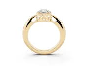 Emerald Cut Diamond Halo Engagement Ring Set in Yellow gold with Plain Split Shank and Prong Setting