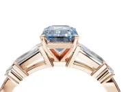 Emerald Cut Tapered Baguette Engagement Ring Setting for a Fancy Blue Lab-Grown Diamond | Rose Gold
