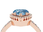 Heart-Shaped Vintage Halo Pavé Engagement Ring Setting for a Fancy Blue Lab-Grown Diamond | Milgrain Border | Rose Gold