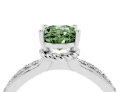 Oval Channel Engagement Ring Setting for a Fancy Green Lab-Grown Diamond | White Gold