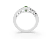 Fancy Green Pear Cut Diamond Bezel Bypass Ring Set in Platinum with Round Accents
