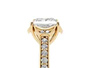 Princess Cut Floral Pavé Engagement Ring Setting | Petal Accents | Yellow Gold
