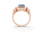 Heart-Shaped Milgrain Sectioned Halo Engagement Ring Setting for a Fancy Blue Lab-Grown Diamond | Rose Gold